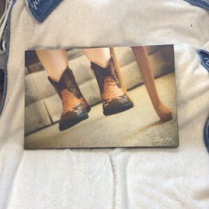 18” x 12” Canvas print of Toddler with Cowboy Boots
